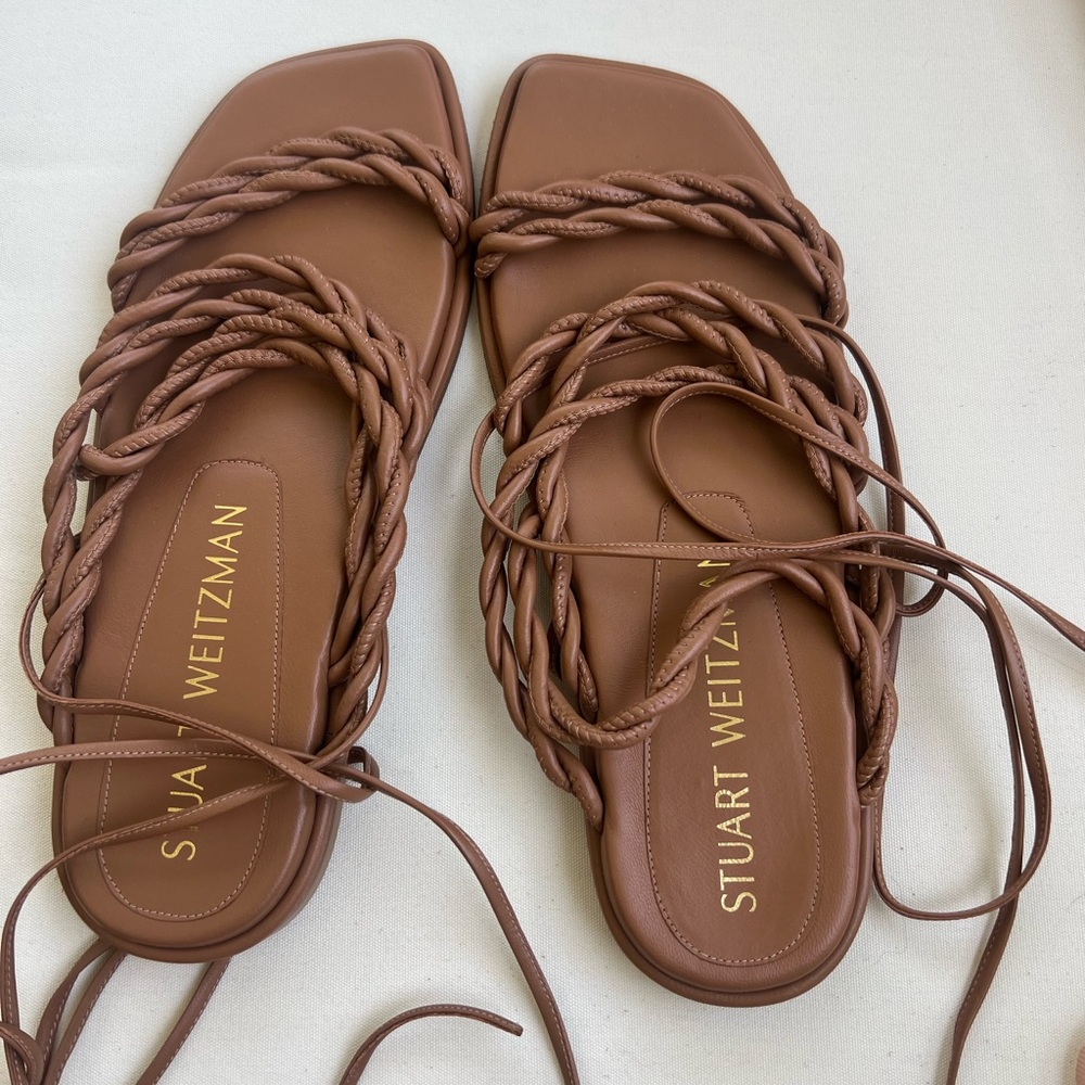 Stuart Weitzman Brown Gladiator-Inspired Sandals